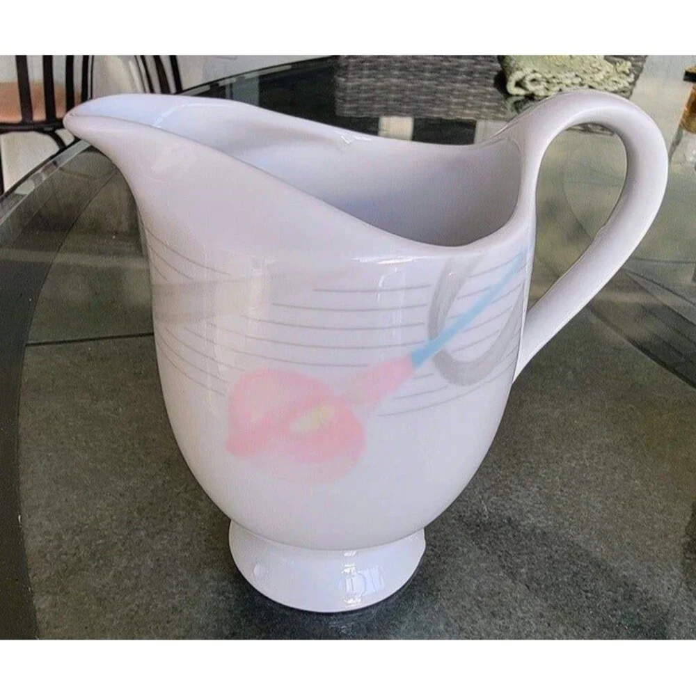 Vintage MIKASA Serenade Pink LDB10 Pedestal Creamer and Sugar Bowl with LID